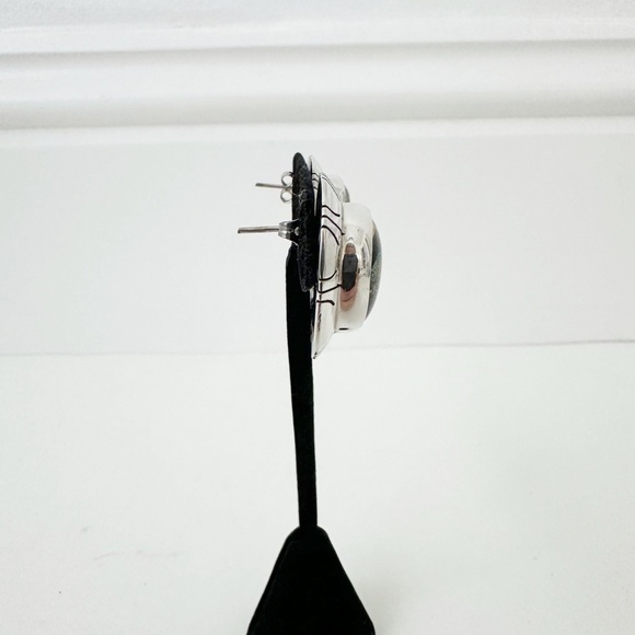 Sterling Silver Dichroic Glass Earrings 925 Vivid Colors - Picture 4 of 6